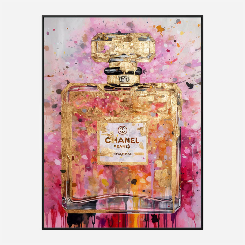 Chanel No 5 Pink & Gold Abstract 2 Perfume Bottle Art Print